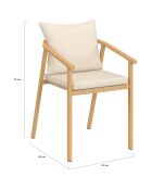 Set de 4 sillas de jardín Paros de metal efecto madera y beige, 51 x 63 x 73 cm