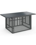 Table de jardin relevable Ozéa 100cm verre trempé gris - 100x50x46-73 cm