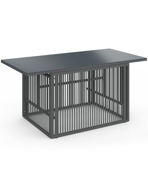 Table de jardin relevable Ozéa 100cm verre trempé gris - 100x50x46-73 cm