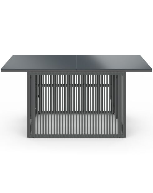 Table de jardin relevable Ozéa 100cm verre trempé gris - 100x50x46-73 cm