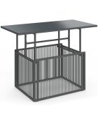 Table de jardin relevable Ozéa 100cm verre trempé gris - 100x50x46-73 cm