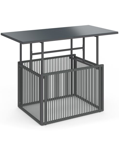 Table de jardin relevable Ozéa 100cm verre trempé gris - 100x50x46-73 cm