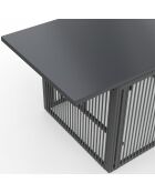 Table de jardin relevable Ozéa 100cm verre trempé gris - 100x50x46-73 cm