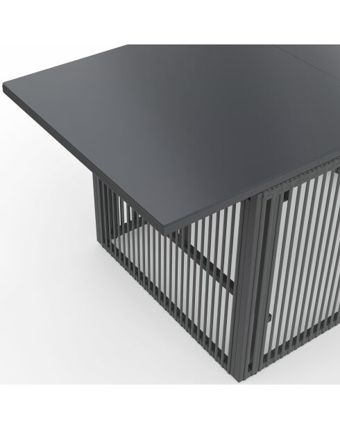 Table de jardin relevable Ozéa 100cm verre trempé gris - 100x50x46-73 cm