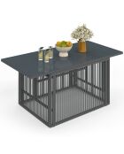 Table de jardin relevable Ozéa 100cm verre trempé gris - 100x50x46-73 cm