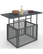 Table de jardin relevable Ozéa 100cm verre trempé gris - 100x50x46-73 cm