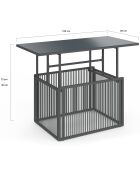 Table de jardin relevable Ozéa 100cm verre trempé gris - 100x50x46-73 cm