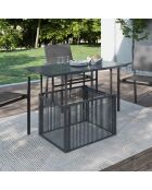 Table de jardin relevable Ozéa 100cm verre trempé gris - 100x50x46-73 cm
