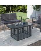 Table de jardin relevable Ozéa 100cm verre trempé gris - 100x50x46-73 cm