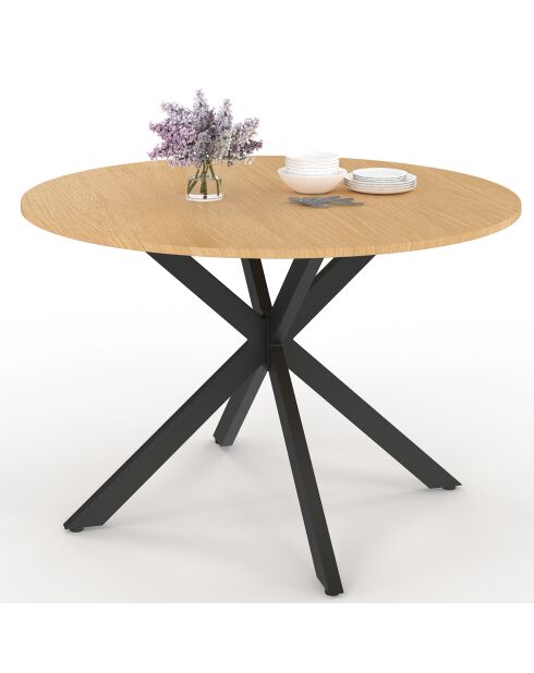 Milazzo runder Gartentisch in schwarzer Holzoptik — 120 x 120 x 76 cm