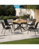Milazzo runder Gartentisch in schwarzer Holzoptik — 120 x 120 x 76 cm