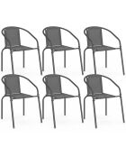 Set de 6 sillas de jardín apilables grises Delma - 54x62x77 cm
