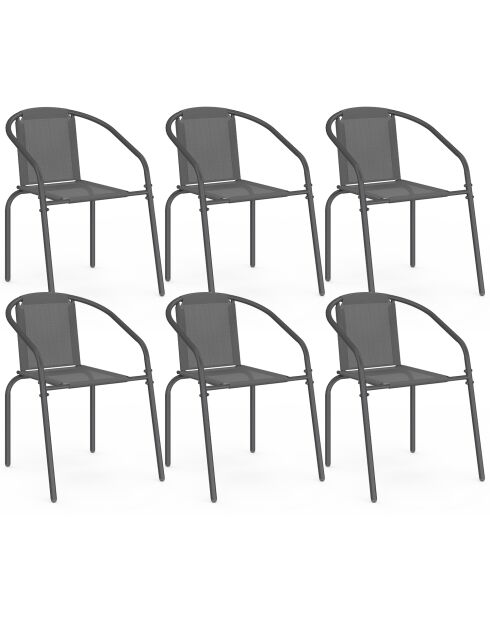 Set de 6 sillas de jardín apilables grises Delma - 54x62x77 cm