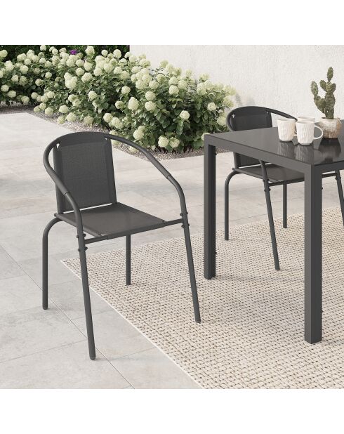 Set de 6 sillas de jardín apilables grises Delma - 54x62x77 cm