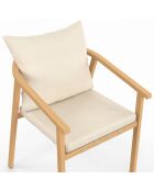 Ensemble repas Hortensia 6 places métal effet bois beige