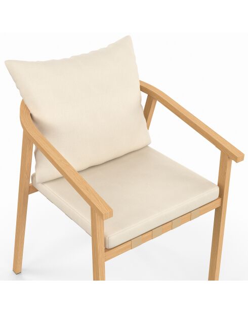 Ensemble repas Hortensia 6 places métal effet bois beige