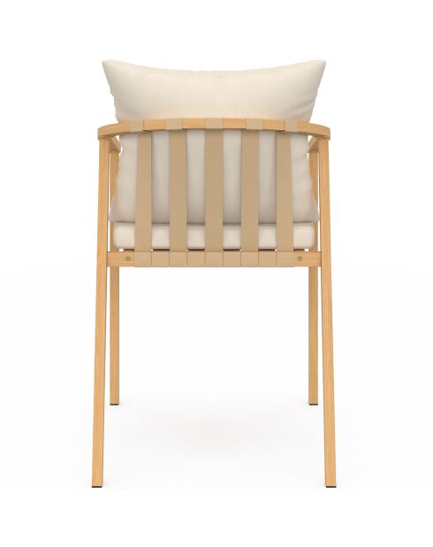 Ensemble repas Hortensia 6 places métal effet bois beige