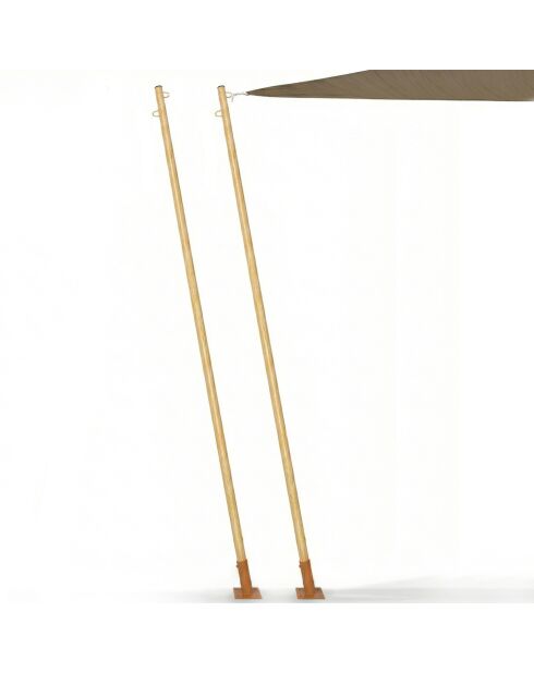 Set mit 2 verstellbaren Pfosten für Sonnensegel in Holzoptik — D.3.2xH.220 cm