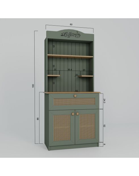 Alzatina da caffè Lucas 1600-129 Verde - 80x180x42 cm