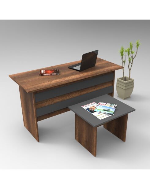 Ensemble de mobilier de bureau Vo8-Ba Noyer/Anthracite - 140x73,8x60 cm