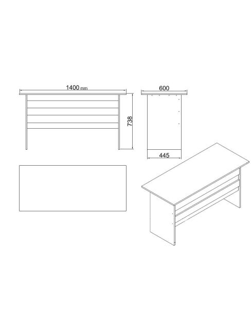 Ensemble de mobilier de bureau Vo8-Ba Noyer/Anthracite - 140x73,8x60 cm