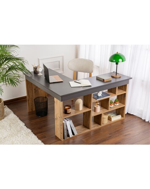 Bureau Vesper Anthracite/Pin atlantique - 130x72x120 cm