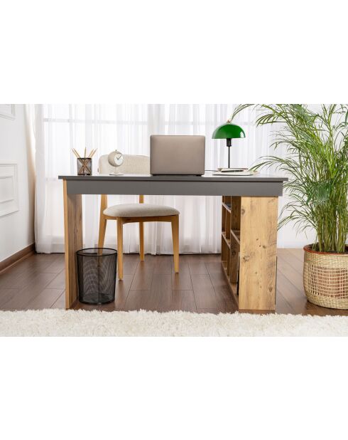 Bureau Vesper Anthracite/Pin atlantique - 130x72x120 cm