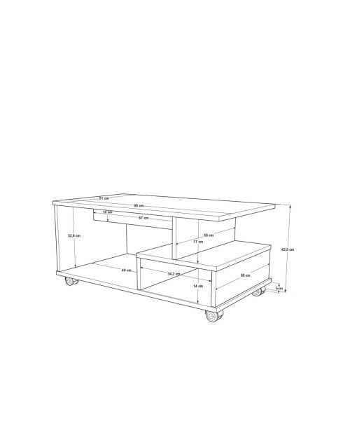 MIN9-W Weißer Couchtisch - 90x42,5x51 cm