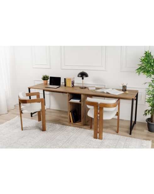 Bureau double Pin de l'Atlantique/Noir - 240x74x60 cm