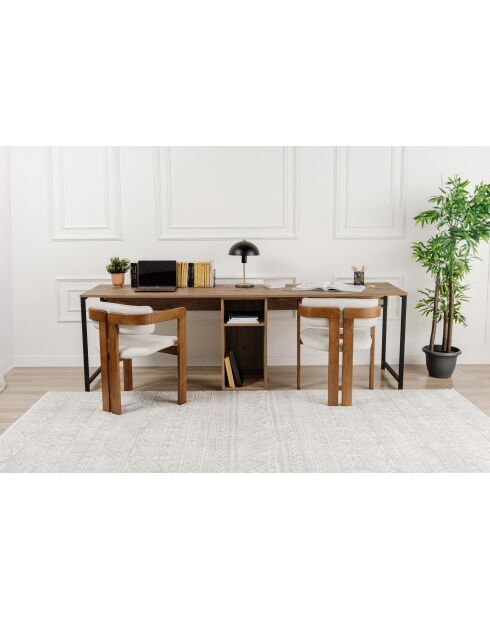 Bureau double Pin de l'Atlantique/Noir - 240x74x60 cm