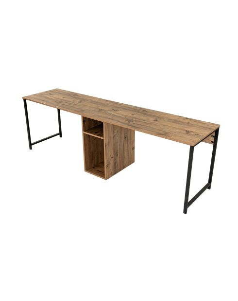 Bureau double Pin de l'Atlantique/Noir - 240x74x60 cm