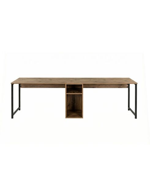 Bureau double Pin de l'Atlantique/Noir - 240x74x60 cm