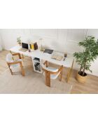 Bureau double Blanc/Or - 240x74x60 cm