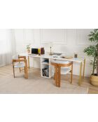 Bureau double Blanc/Or - 240x74x60 cm