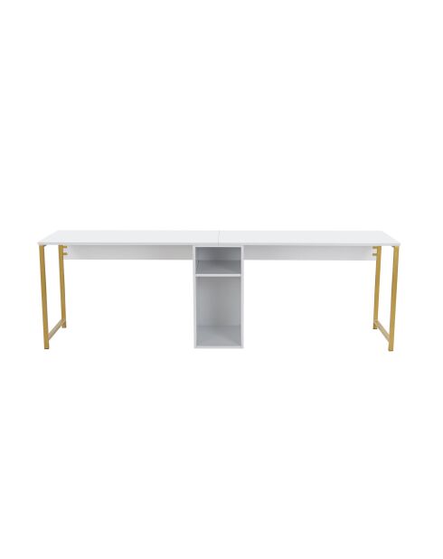 Bureau double Blanc/Or - 240x74x60 cm