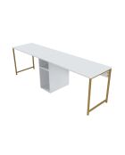Bureau double Blanc/Or - 240x74x60 cm