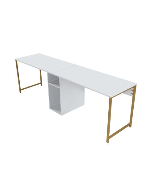 Bureau double Blanc/Or - 240x74x60 cm