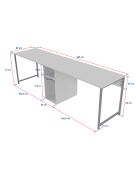 Bureau double Blanc/Or - 240x74x60 cm