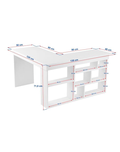 Bureau Vesper Blanc naturel - 130x72x120 cm