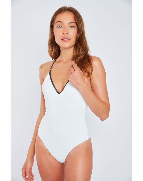Costume da bagno intero a triangolo ecru Alkira Salamina