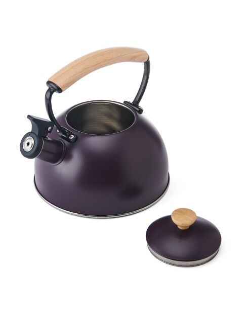 Hervidor LC con silbato con mango de madera violeta, 1,6 L
