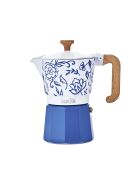 LC Italiaans koffiezetapparaat 6 kopjes blauwe bloemengeur - 290 ml