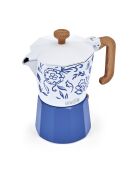 LC Italiaans koffiezetapparaat 6 kopjes blauwe bloemengeur - 290 ml