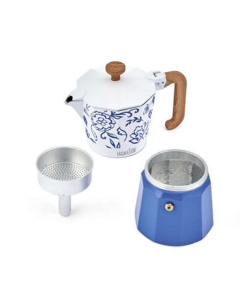 LC Italiaans koffiezetapparaat 6 kopjes blauwe bloemengeur - 290 ml