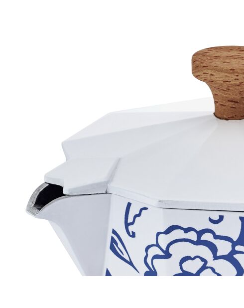 LC Italiaans koffiezetapparaat 6 kopjes blauwe bloemengeur - 290 ml