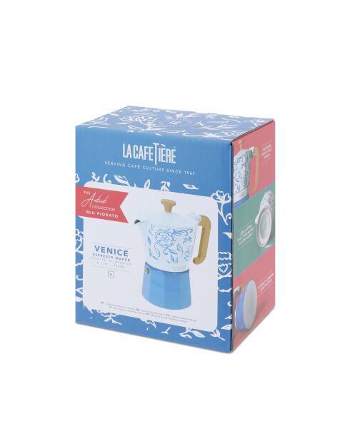LC Italiaans koffiezetapparaat 6 kopjes blauwe bloemengeur - 290 ml