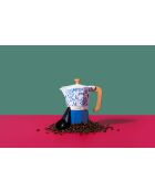 LC Italiaans koffiezetapparaat 6 kopjes blauwe bloemengeur - 290 ml