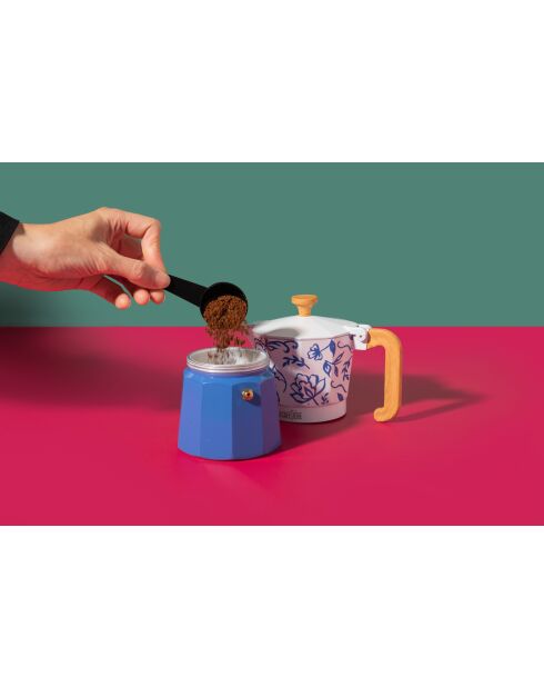 LC Italiaans koffiezetapparaat 6 kopjes blauwe bloemengeur - 290 ml