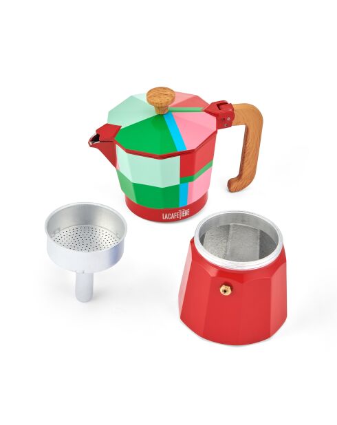 LC italienische Kaffeemaschine für 6 Tassen, roter CLR-Block - 290 ml