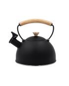 Bollitore LC con fischietto, manico in legno, nero - 1,6L